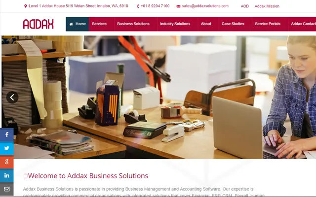Business solutions website dashboard design