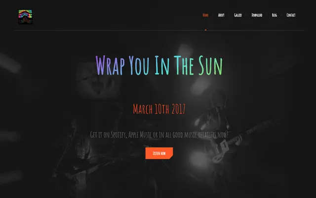 Front page of a bands website