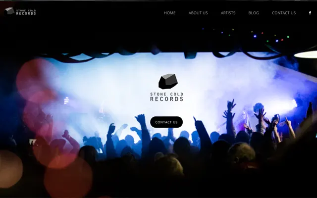 Music management company showcases its website front page